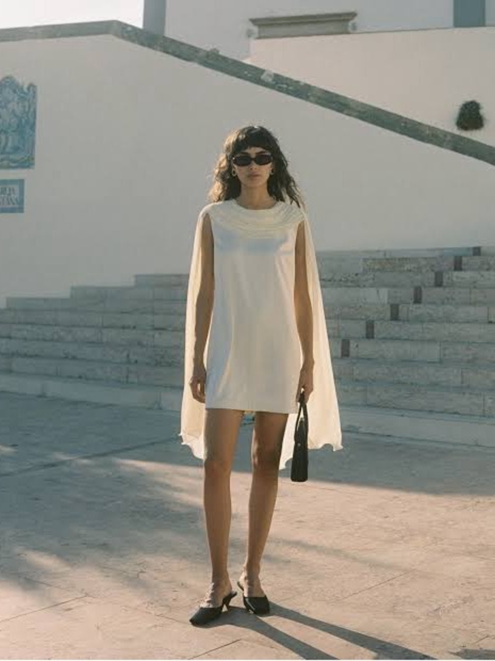POSSE - Cream Solene Mini Dress with Draped Neck - Picture 3 of 10
